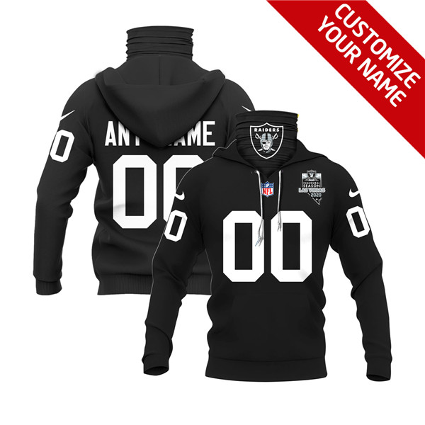Men's Las Vegas Raiders 2020 Black With Inaugural Patch Customize Hoodie Mask